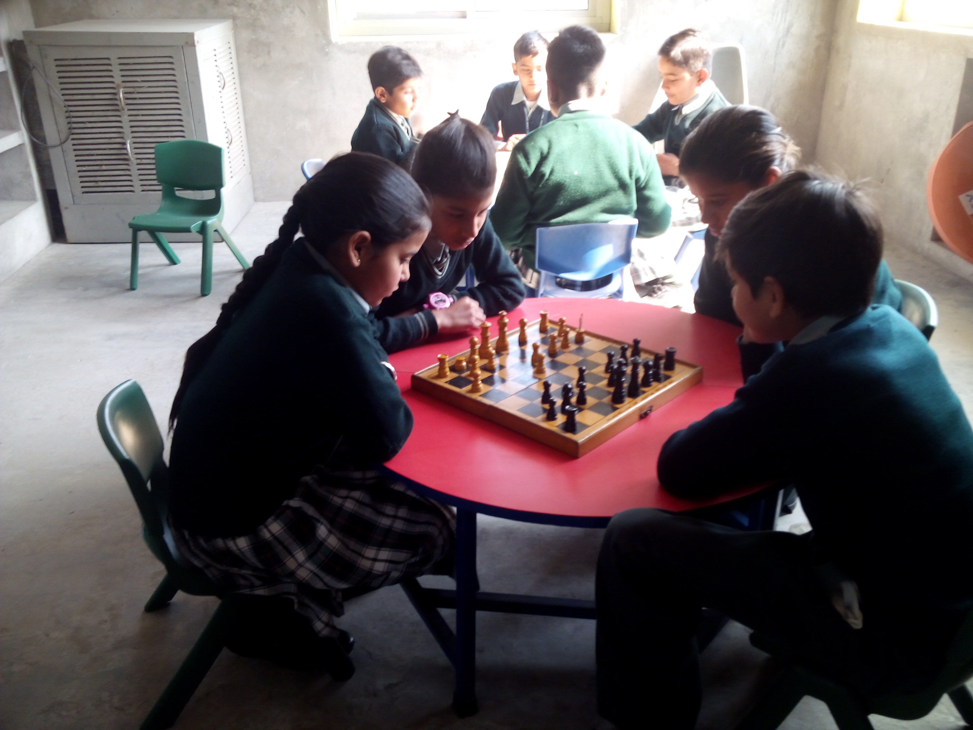 Chess game in classroom